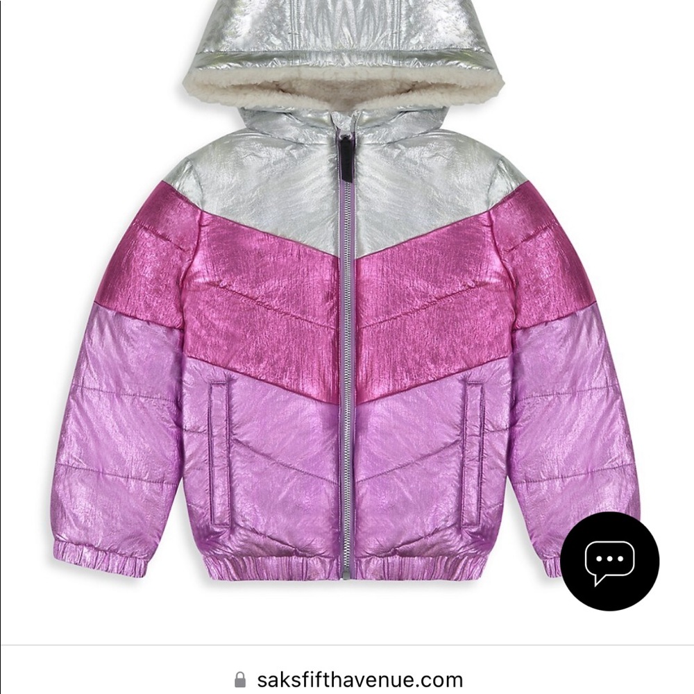 Andy & Evan 4T metallic pink purple silver parka with Sherpa lining, NWOT.